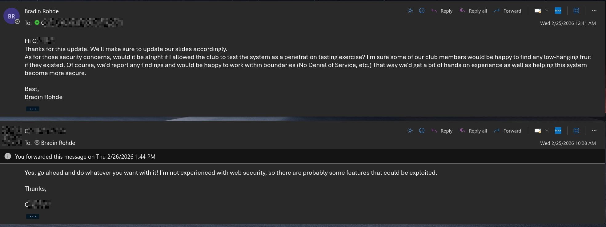 Email getting confirmation to test the site