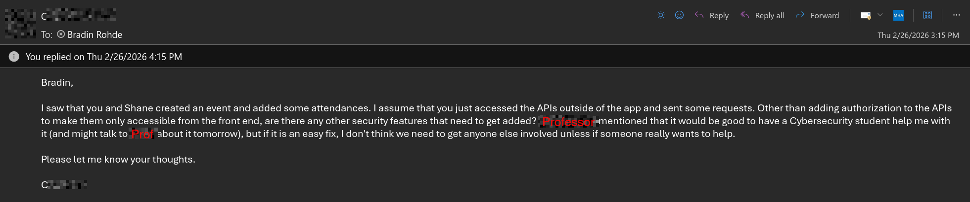 Email from the programmer