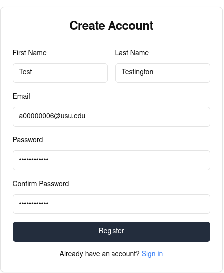 Registration Page